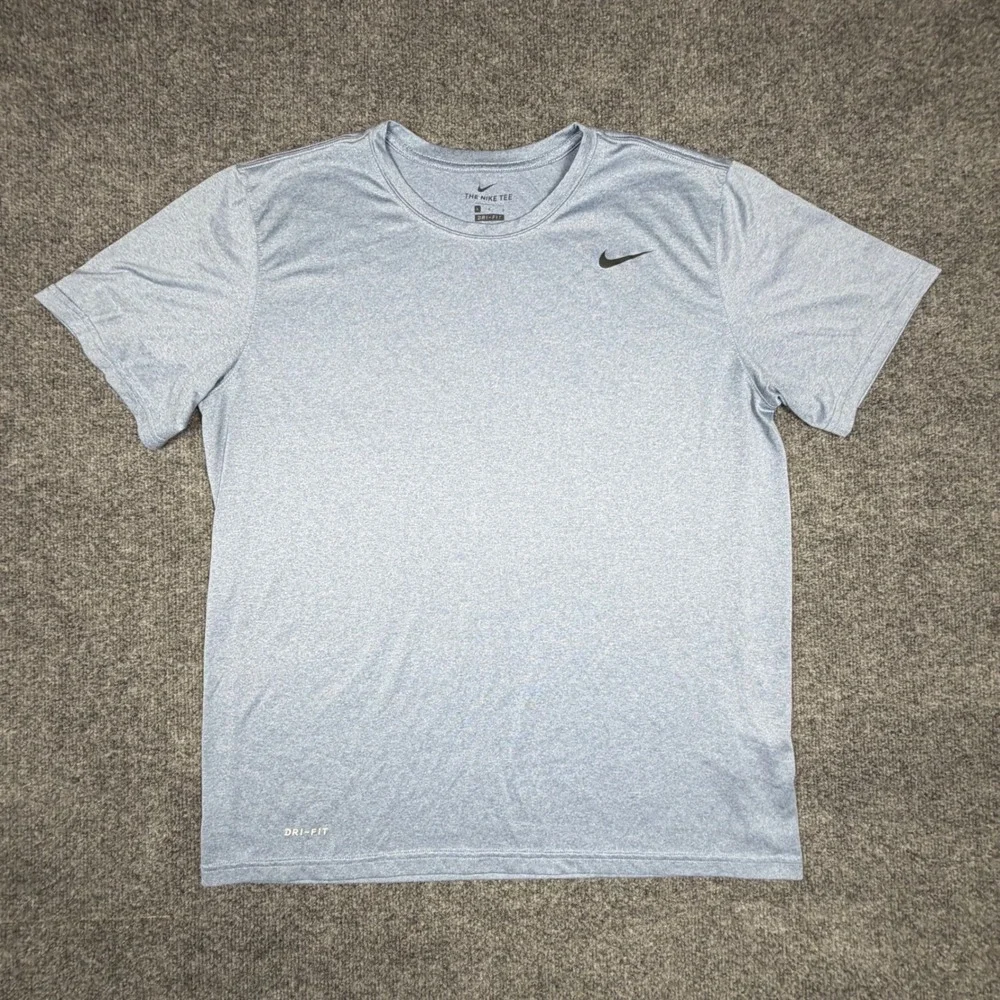 Nike‎ Dri-FIT Mens Large Blue Heathered Short Sleeve Athletic T-Shirt 718833-460